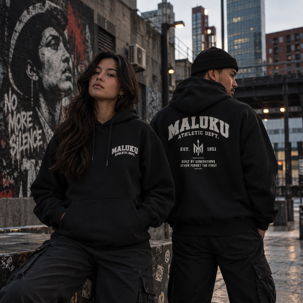 Maluku Athletic Dept. Hoodie – Black | 330GSM Regular Fit